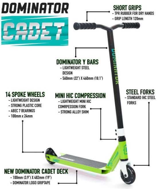 Freestyle romobil Dominator Cadet Green Black